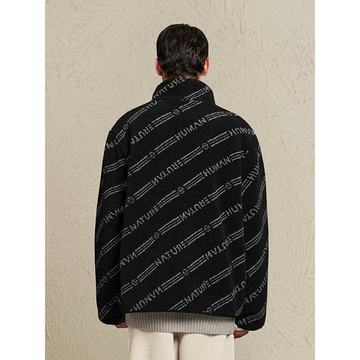 GXG男装 满印字母提花仿羊羔毛夹克男加厚保暖通勤外套24冬季热卖夹克 商品图3