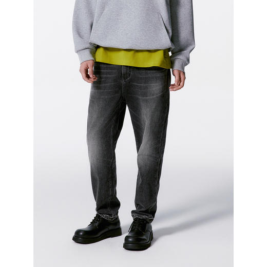 GXG男装 深灰水洗牛仔裤锥形百搭长裤 24年秋G24X053034 商品图4