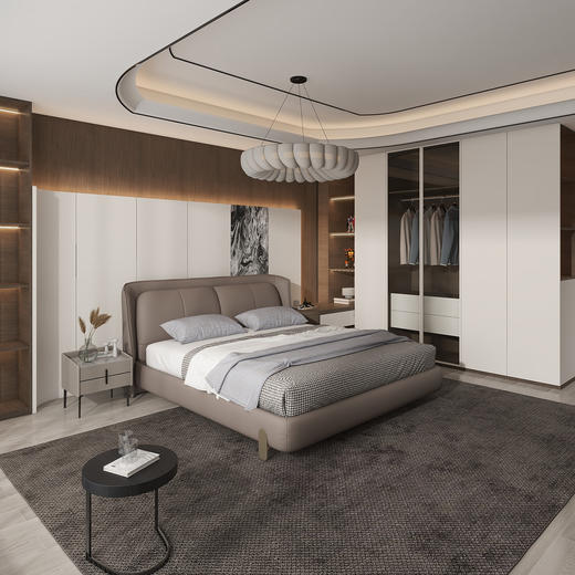 顾家家居整装 意式轻奢 皮艺软床 KZ.B1067PF3云帆 商品图1