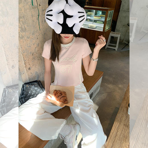 <曾小咸推荐> 短款撞色圆领T恤 商品图1