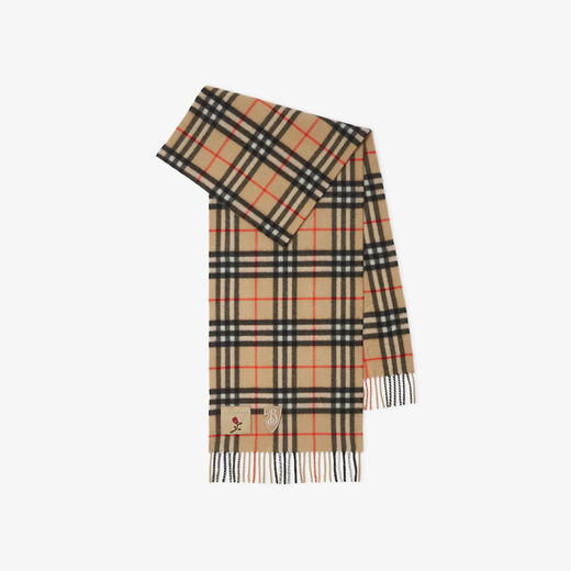 【二】BURBERRY 巴宝莉 女士徽章格纹羊绒围巾 格子 8102900 A2021 商品图0
