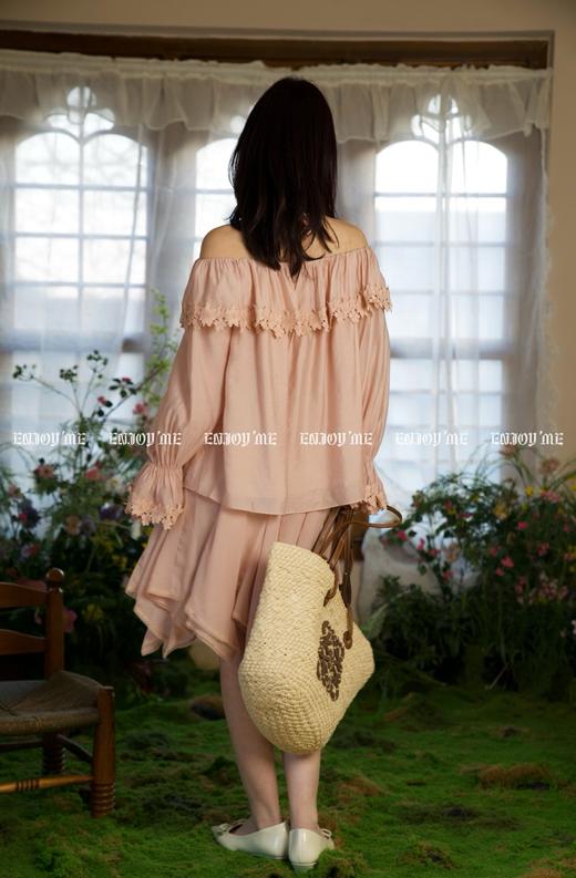 【门店同款】ENJOY春季绮梦繁花一字肩花边上衣 160902521 商品图14