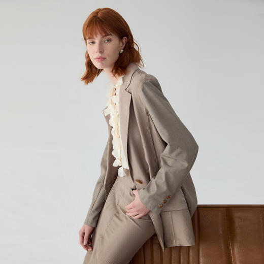 谜底西装外套女2025春季新品通勤风大廓形时尚醋纤西服251GW0110 商品图1