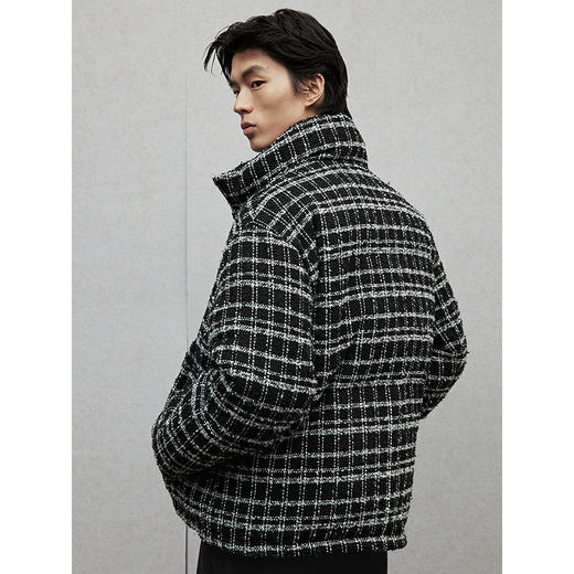 GXG男装 pu皮口袋小香风面料棉服男通勤保暖加厚外套 24冬季热卖 商品图2