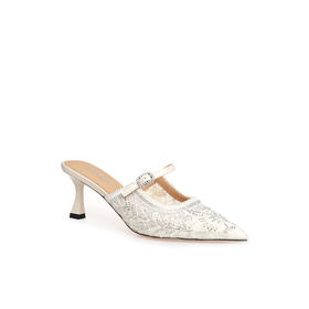 豪麟名鞋奥莱迪嘉女鞋穆勒鞋织物+牛皮革DJYYA51WB002白色  原价1660元