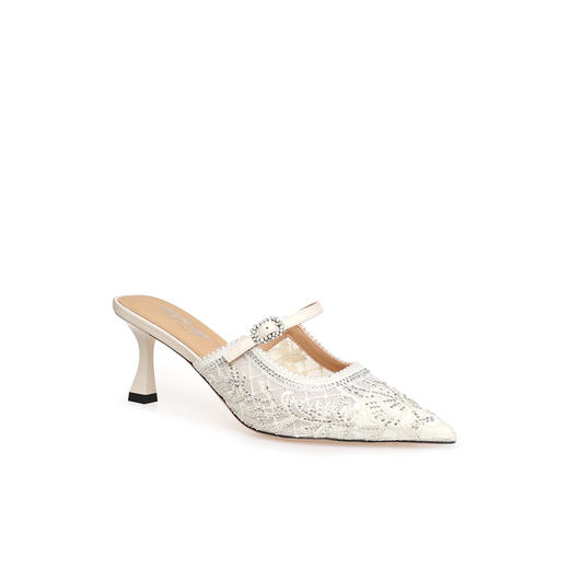 豪麟名鞋奥莱迪嘉女鞋穆勒鞋织物+牛皮革DJYYA51WB002白色  原价1660元 商品图0