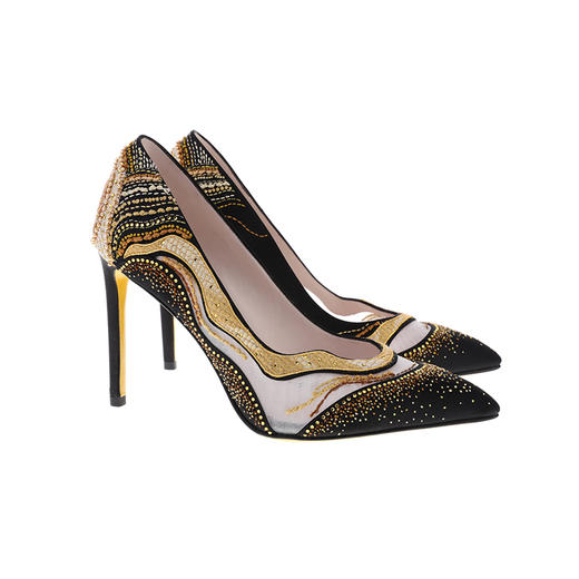 sheme野纤物语系列环保天然火草绒材质刺绣水晶点缀女士高跟单鞋可定制 商品图5