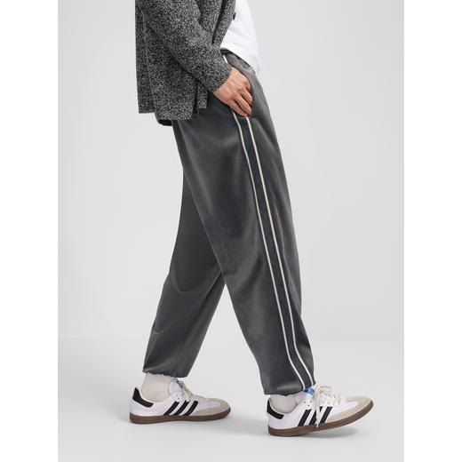 GXG男装 丝绒休闲束脚裤侧边织带运动长裤男士裤子 2024秋季热卖 商品图2