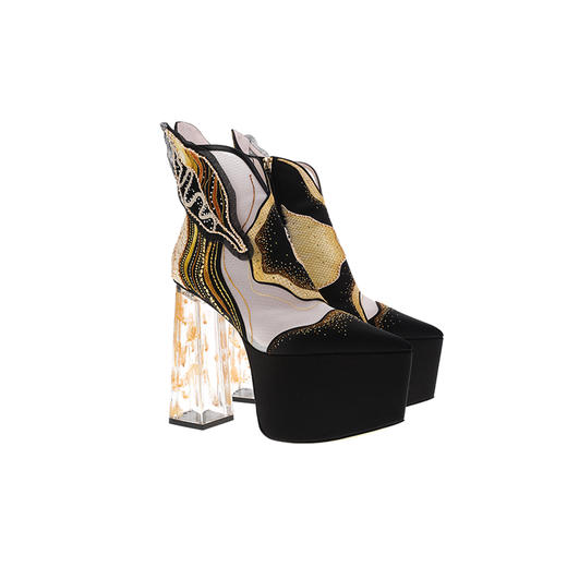 sheme薛凯琪演唱会同款野纤物语全球限量刺绣手绘透明跟女士短靴可定制 商品图5