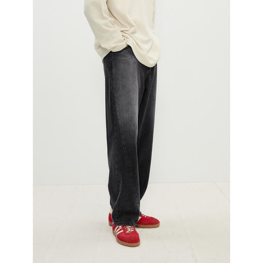 GXG男装 黑色渐变设计牛仔裤宽松直筒长裤男士裤子 2024秋季热卖 商品图3