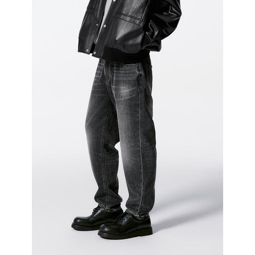 GXG男装 深灰水洗牛仔裤锥形百搭长裤 24年秋G24X053034 商品图2