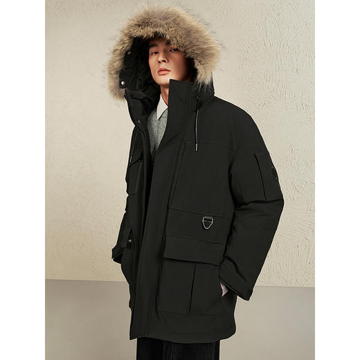 【三防/鹅绒】GXG男装大鹅羽绒服男毛领工装羽绒外套通勤24冬热卖羽绒服 商品图2