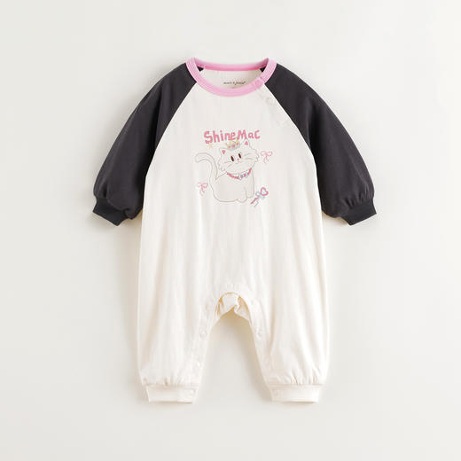 马克珍妮女童可爱猫咪撞色连体衣2025年春款新品250226 商品图2
