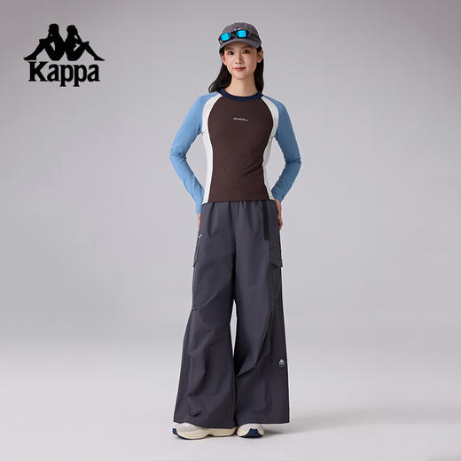 Kappa卡帕背靠背2025新款女运动T恤户外休闲长袖上衣圆领打底衫潮KPDJATC81 商品图4