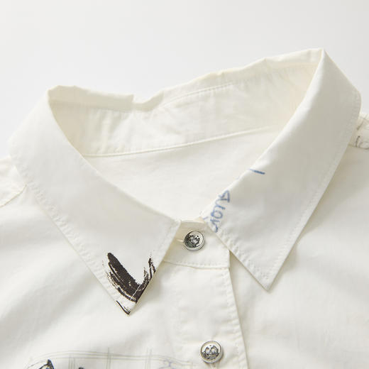 谜底印花衬衫长袖女2025春新品通勤风复古花色宽松衬衣251MC0087 商品图3