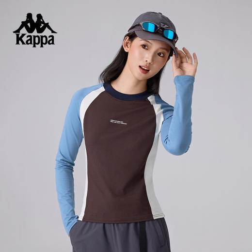 Kappa卡帕背靠背2025新款女运动T恤户外休闲长袖上衣圆领打底衫潮KPDJATC81 商品图0