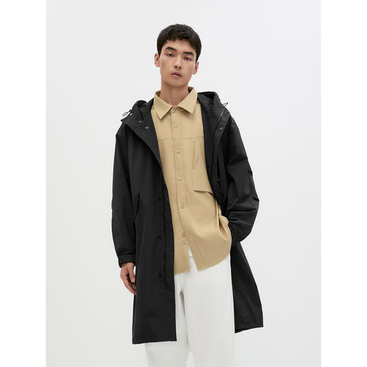 GXG男装 黑色户外风简约时尚宽松连帽风衣外套男士 24年秋季热卖 商品图4