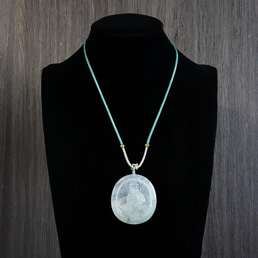 【天然正品】天然冰种飘花观音圆牌翡翠（平安、吉祥）吊坠项链现售价：4880！ 120125NJS07 商品图10