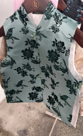 盛唐牡丹| 松石绿色漳绒马甲（里人丝）