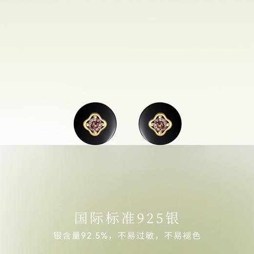 Fanci范琦×宫主圆满平安扣耳环流光黑925银黑玛瑙新中式小众礼物 商品图2
