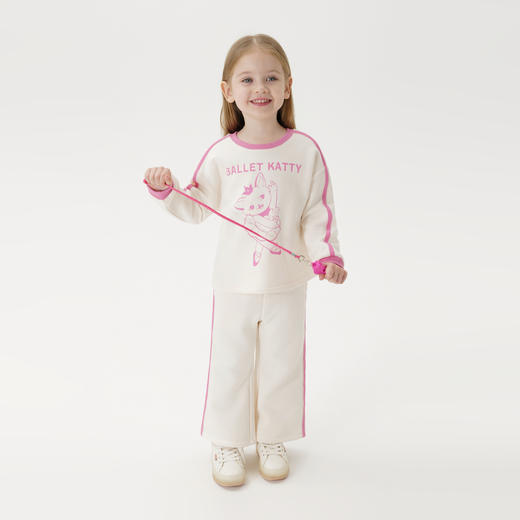 马克珍妮女童可爱撞色喇叭裤卫衣套装2025年春装新款250223 商品图1