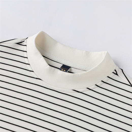 罗蒙【色织空气层海魂衫】7A抗菌半高领长袖t恤男春秋打底衫男T恤 商品图4