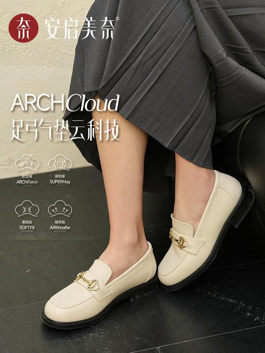ARCHCONTACT安启美奈足弓气垫云复古英伦风一脚蹬乐福鞋53001-1 商品图3