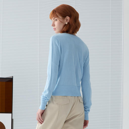 谜底针织开衫长袖女2025春新品文艺风百搭亲肤短款毛衫251MZ0311 商品图2