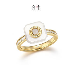 Fanci范琦×宫主福满平安扣戒指凝脂白925银和田白玉新中式小众感