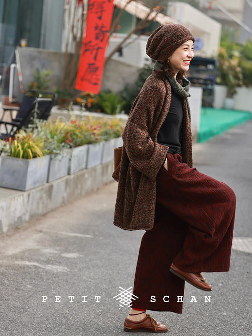 PETIT SCHAN小闪 CLO#717 The wheel of time 时间的年轮 羊毛棉树皮提花面料直筒阔腿休闲裤卫裤 商品图3