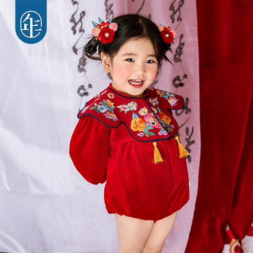 年衣婴儿连体衣周岁礼服2025春秋新生儿满月中国风年年好运哈衣 商品图4