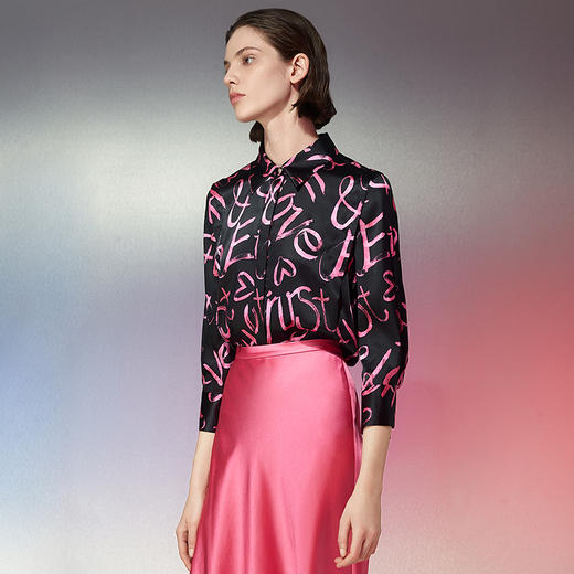 EITIE爱特爱春季新款时尚百搭显瘦印花衬衫女7709408 商品图2