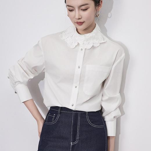 【高货wl】全新升级【铂金会员257/天猫339/差价82】(64633) 洛诗琳法式时尚刺绣翻领上衣2025春季高级感棉质长袖衬衫 商品图2