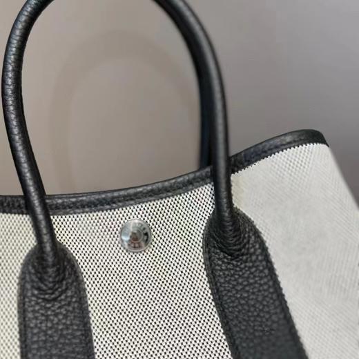 HERMES爱马仕Garden Party NEO Garden 23 银扣帆布拼牛皮 手提斜挎包 迷你 女款 黑白熊猫色（CB） 商品图3