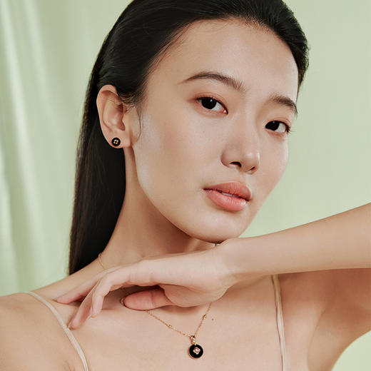 Fanci范琦×宫主圆满平安扣耳环流光黑925银黑玛瑙新中式小众礼物 商品图3