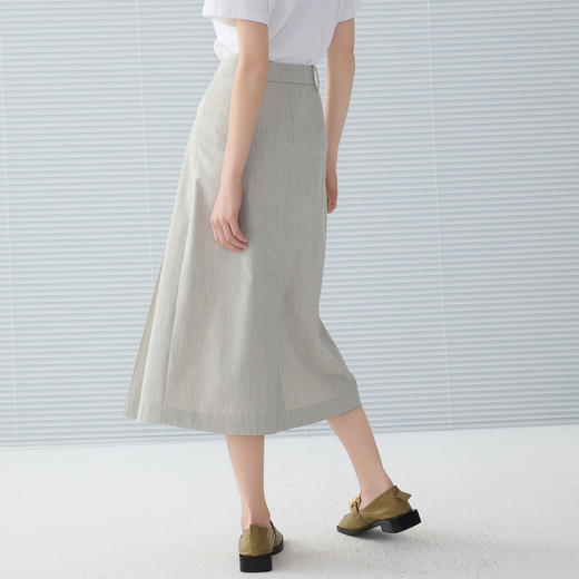 谜底半身裙2025春季新品通勤风文艺不对称设百褶中长裙251MB0068 商品图2