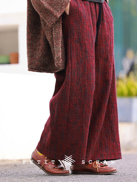 PETIT SCHAN小闪 CLO#717 The wheel of time 时间的年轮 羊毛棉树皮提花面料直筒阔腿休闲裤卫裤 商品图0