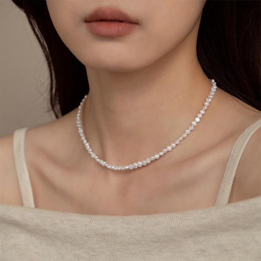 【经典】碎银子天然巴洛克珍珠项链  天然淡水珍珠项链女锁骨链简约百搭颈链925银配件可做手链一物两用带证书 商品图4