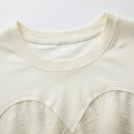 谜底T恤短袖女2025春季新品复古风印花拼接百搭宽松上衣251MT0147 商品图3