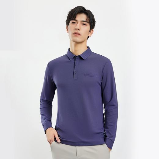 罗蒙春秋男士仿丝光长袖t恤男商务男士polo衫男长袖上衣男 商品图3