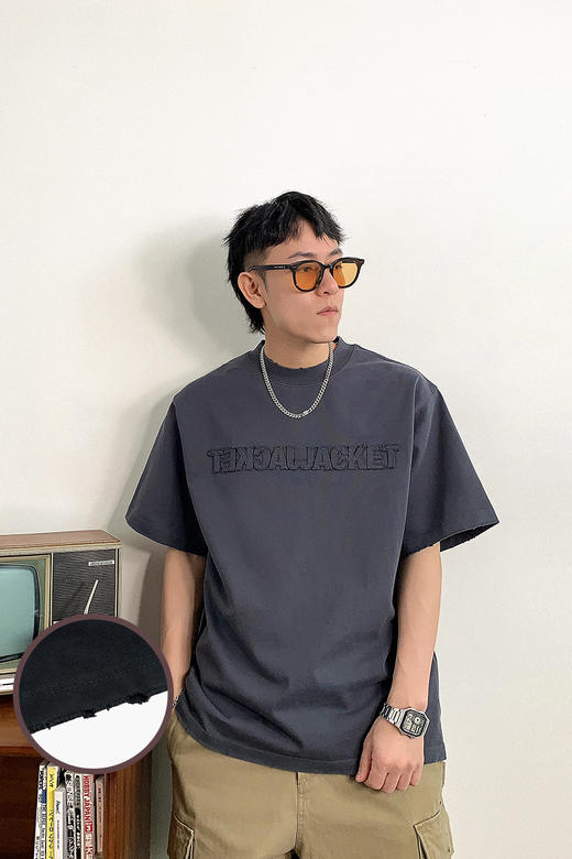 徐太浪时尚贴布字母短袖T恤男春季新款潮牌男装内搭打底半袖上衣 商品图5