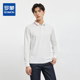 【提花领】罗蒙男士春秋仿丝光polo衫男长袖t恤男商务男士polo衫长袖T恤男
