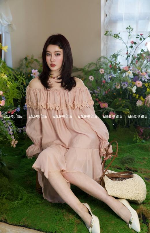 【门店同款】ENJOY春季绮梦繁花一字肩花边上衣 160902521 商品图0