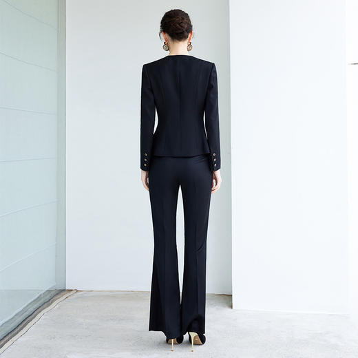 IWY/时尚干练职业西装套装气质通勤黑色圆领外套女工作服裤子CP2195 商品图4
