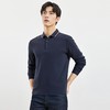 罗蒙男士春秋华夫格含桑蚕丝polo衫男长袖t恤男舒适男士t恤 商品缩略图7