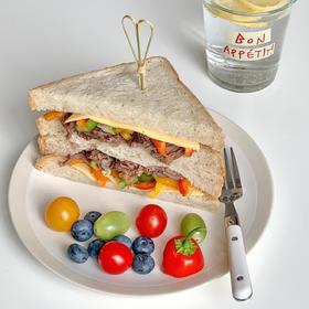 快手健康早餐🥪牛肉甜椒三明治