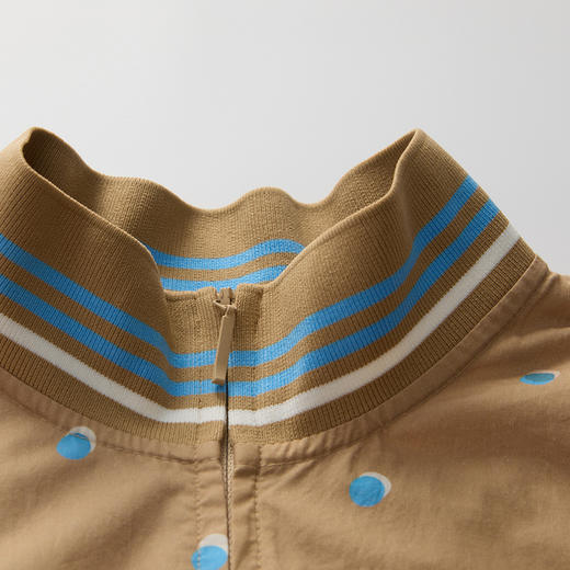 谜底波点印花连衣裙长袖2025春款造型感利落半高领长裙251ML0091 商品图3