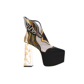 sheme薛凯琪演唱会同款野纤物语全球限量刺绣手绘透明跟女士短靴可定制