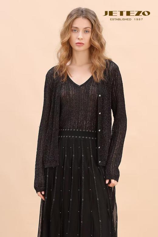 裘堤婼JETEZO银葱密织针织开衫BE10227D1 商品图0