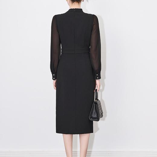 【高货wl】全新升级【铂金会员330/天猫449/差价119】(82157) 洛诗琳春季轻熟高级感女神范收腰别致飘带圆领包臀连衣裙 商品图4